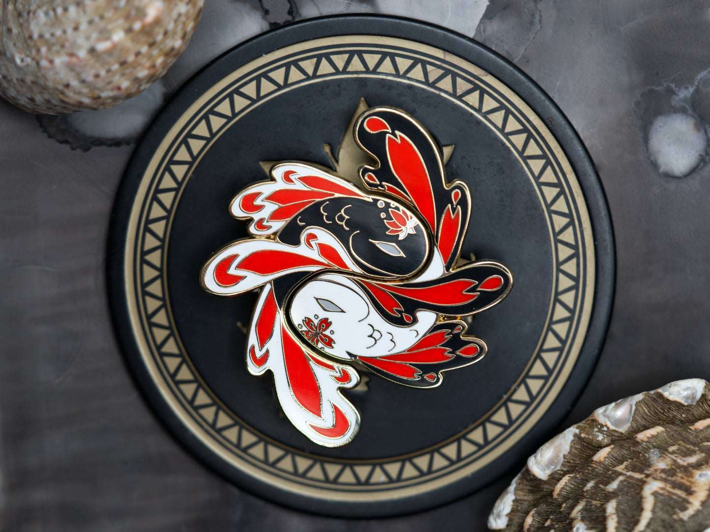 Yin Yang Whirlpool Enamel Pin Set