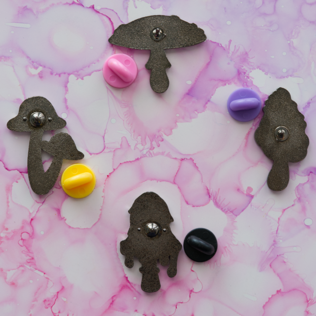 Psychedelic Mushroom Set with 4 Pins