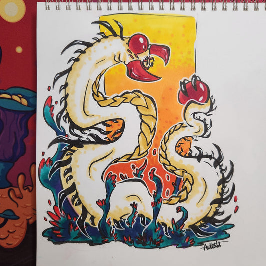 Abyssal Serpent Centipede marker doodle