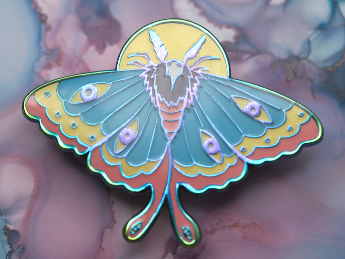 Rainbow Metal Moth Enamel Pin