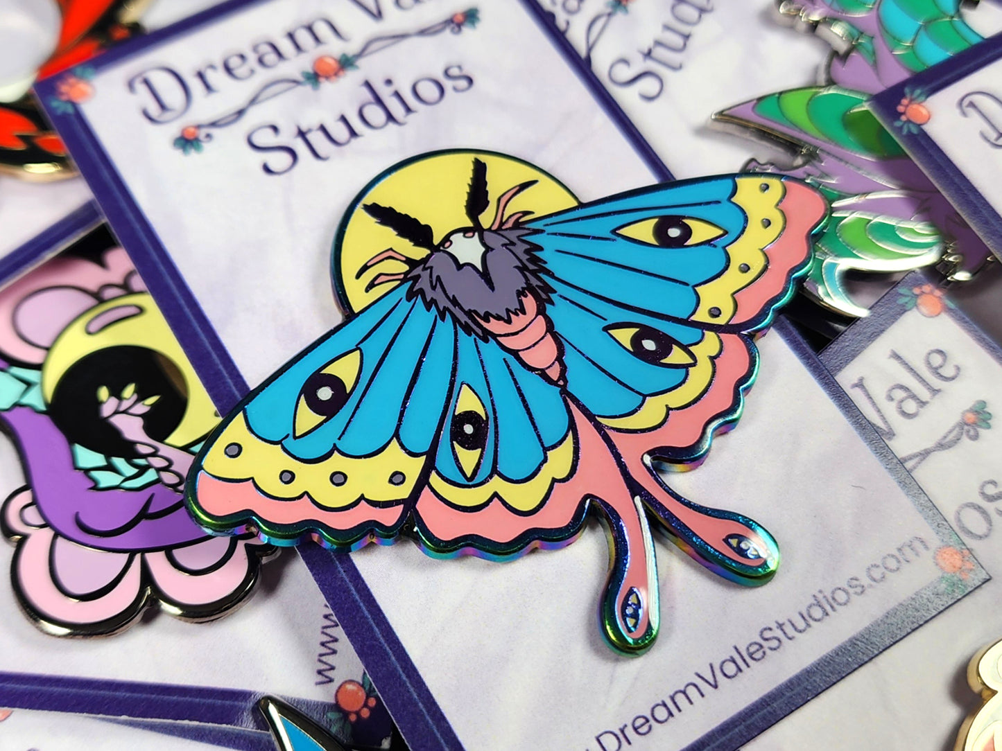 Rainbow Metal Moth Enamel Pin