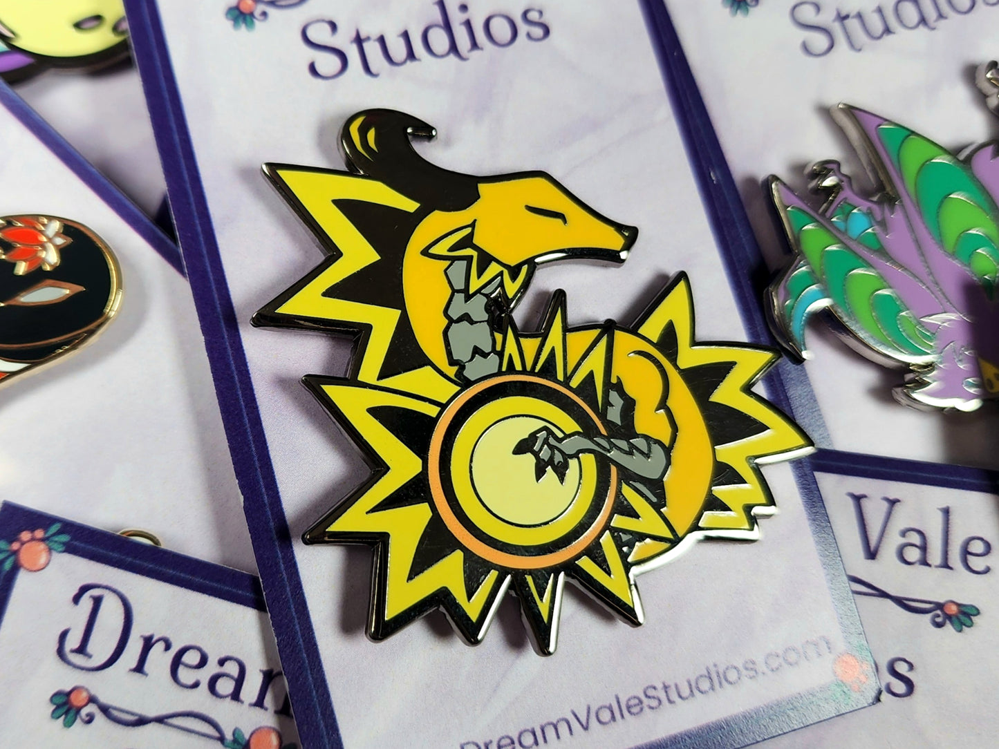 Sun Dragon Hard Enamel Pin